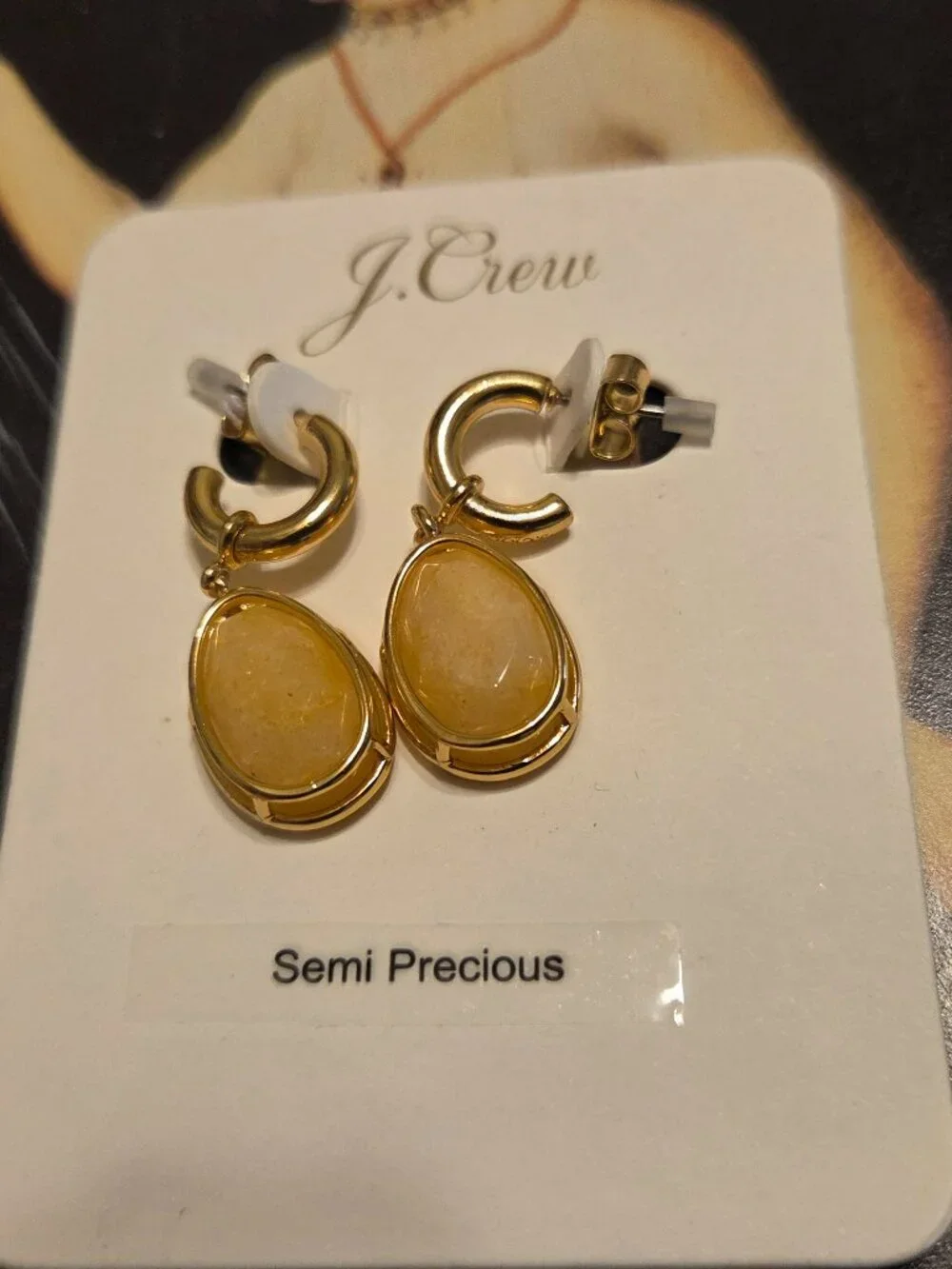 Encased Stone Drop Dangle Earrings